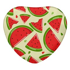 Cute Watermelon Seamless Pattern Heart Glass Fridge Magnet (4 Pack) by Simbadda