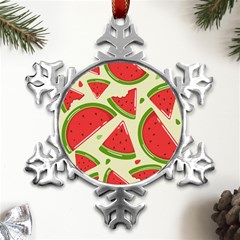 Cute Watermelon Seamless Pattern Metal Small Snowflake Ornament by Simbadda