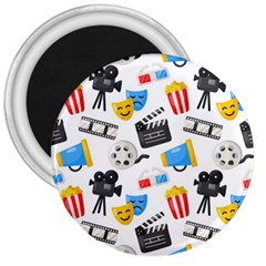 Cinema Icons Pattern Seamless Signs Symbols Collection Icon 3  Magnets by Simbadda