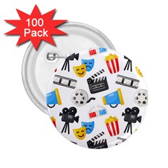 Cinema Icons Pattern Seamless Signs Symbols Collection Icon 2 25  Buttons (100 Pack)  by Simbadda