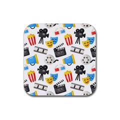 Cinema Icons Pattern Seamless Signs Symbols Collection Icon Rubber Coaster (square) by Simbadda