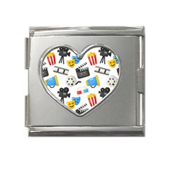 Cinema Icons Pattern Seamless Signs Symbols Collection Icon Mega Link Heart Italian Charm (18mm) by Simbadda