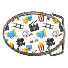 Cinema Icons Pattern Seamless Signs Symbols Collection Icon Belt Buckles by Simbadda