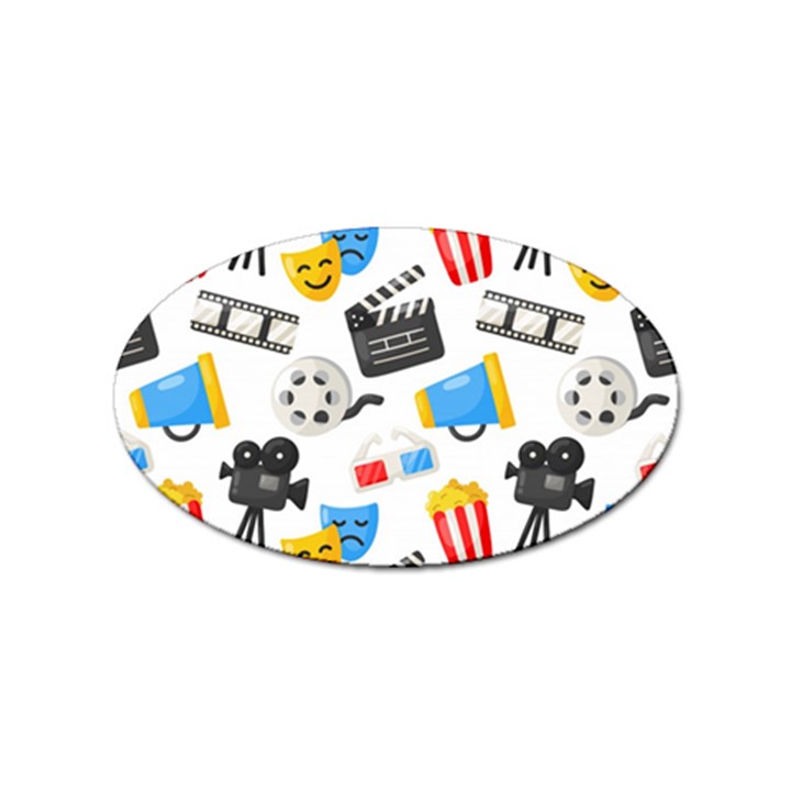 Cinema Icons Pattern Seamless Signs Symbols Collection Icon Sticker Oval (10 pack)