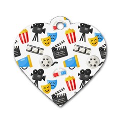 Cinema Icons Pattern Seamless Signs Symbols Collection Icon Dog Tag Heart (one Side) by Simbadda