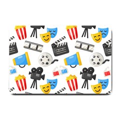 Cinema Icons Pattern Seamless Signs Symbols Collection Icon Small Doormat by Simbadda