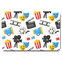 Cinema Icons Pattern Seamless Signs Symbols Collection Icon Large Doormat by Simbadda