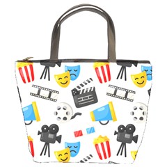 Cinema Icons Pattern Seamless Signs Symbols Collection Icon Bucket Bag by Simbadda