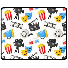 Cinema Icons Pattern Seamless Signs Symbols Collection Icon Two Sides Fleece Blanket (medium) by Simbadda