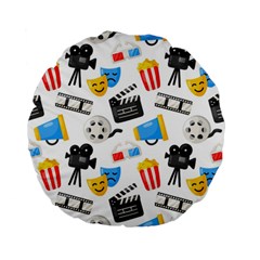 Cinema Icons Pattern Seamless Signs Symbols Collection Icon Standard 15  Premium Flano Round Cushions by Simbadda