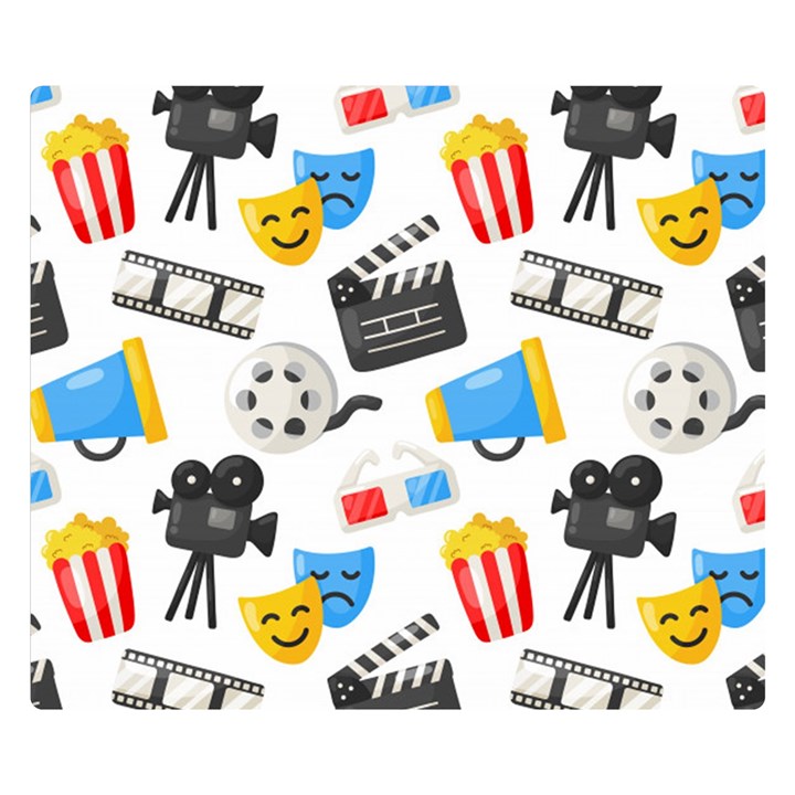 Cinema Icons Pattern Seamless Signs Symbols Collection Icon Two Sides Premium Plush Fleece Blanket (Small)