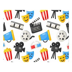 Cinema Icons Pattern Seamless Signs Symbols Collection Icon Two Sides Premium Plush Fleece Blanket (large) by Simbadda