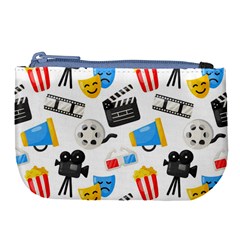 Cinema Icons Pattern Seamless Signs Symbols Collection Icon Large Coin Purse by Simbadda