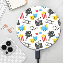 Cinema Icons Pattern Seamless Signs Symbols Collection Icon Wireless Fast Charger(white) by Simbadda