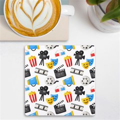 Cinema Icons Pattern Seamless Signs Symbols Collection Icon Uv Print Square Tile Coaster  by Simbadda