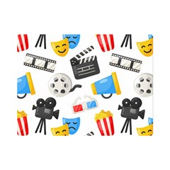 Cinema Icons Pattern Seamless Signs Symbols Collection Icon Premium Plush Fleece Blanket (mini) by Simbadda