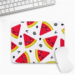 Cute Smiling Watermelon Seamless Pattern White Background Small Mousepad by Simbadda