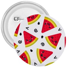 Cute Smiling Watermelon Seamless Pattern White Background 3  Buttons by Simbadda