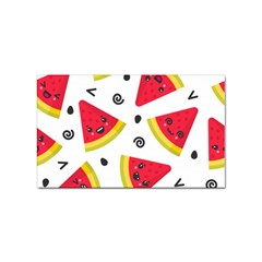 Cute Smiling Watermelon Seamless Pattern White Background Sticker Rectangular (100 Pack) by Simbadda