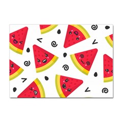 Cute Smiling Watermelon Seamless Pattern White Background Sticker A4 (100 Pack) by Simbadda