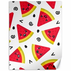 Cute Smiling Watermelon Seamless Pattern White Background Canvas 18  X 24  by Simbadda