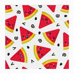 Cute Smiling Watermelon Seamless Pattern White Background Medium Glasses Cloth (2 Sides) by Simbadda