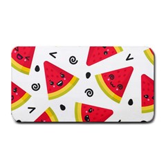 Cute Smiling Watermelon Seamless Pattern White Background Medium Bar Mat by Simbadda