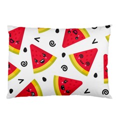 Cute Smiling Watermelon Seamless Pattern White Background Pillow Case by Simbadda