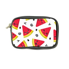 Cute Smiling Watermelon Seamless Pattern White Background Coin Purse by Simbadda