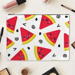 Cute Smiling Watermelon Seamless Pattern White Background Cosmetic Bag (xl) by Simbadda