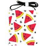 Cute Smiling Watermelon Seamless Pattern White Background Shoulder Sling Bag Front