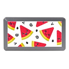 Cute Smiling Watermelon Seamless Pattern White Background Memory Card Reader (mini) by Simbadda