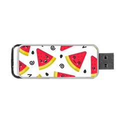 Cute Smiling Watermelon Seamless Pattern White Background Portable Usb Flash (one Side) by Simbadda