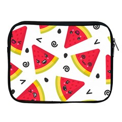 Cute Smiling Watermelon Seamless Pattern White Background Apple Ipad 2/3/4 Zipper Cases by Simbadda