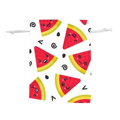 Cute Smiling Watermelon Seamless Pattern White Background Lightweight Drawstring Pouch (m) by Simbadda