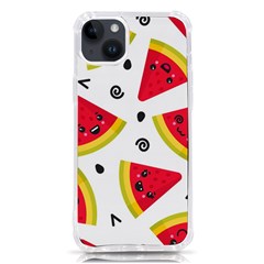 Cute Smiling Watermelon Seamless Pattern White Background Iphone 14 Plus Tpu Uv Print Case