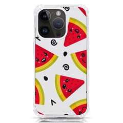 Cute Smiling Watermelon Seamless Pattern White Background Iphone 14 Pro Tpu Uv Print Case