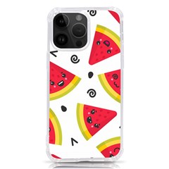 Cute Smiling Watermelon Seamless Pattern White Background Iphone 14 Pro Max Tpu Uv Print Case by Simbadda