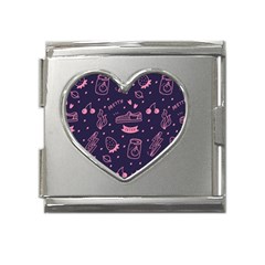 Various Cute Girly Stuff Seamless Pattern Mega Link Heart Italian Charm (18mm) by Simbadda