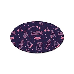 Various Cute Girly Stuff Seamless Pattern Sticker (oval) by Simbadda