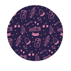 Various Cute Girly Stuff Seamless Pattern Mini Round Pill Box by Simbadda