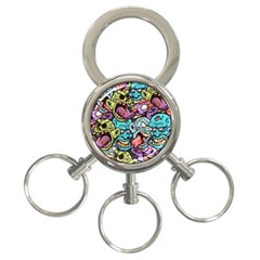 Zombie Heads Pattern 3-ring Key Chain by Simbadda