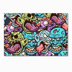 Zombie Heads Pattern Postcards 5  X 7  (pkg Of 10) by Simbadda