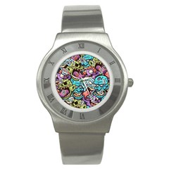 Zombie Heads Pattern Stainless Steel Watch by Simbadda