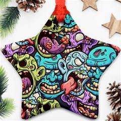 Zombie Heads Pattern Star Ornament (two Sides) by Simbadda