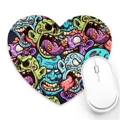 Zombie Heads Pattern Heart Mousepad by Simbadda