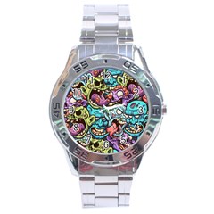 Zombie Heads Pattern Stainless Steel Analogue Watch by Simbadda