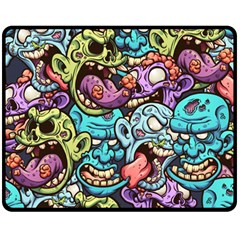 Zombie Heads Pattern Two Sides Fleece Blanket (medium) by Simbadda