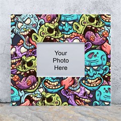 Zombie Heads Pattern White Wall Photo Frame 5  X 7  by Simbadda