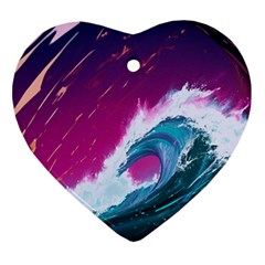 Tsunami Waves Ocean Sea Nautical Nature Water Unique Ornament (heart) by Simbadda